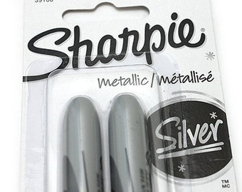 2 Pack Metallic SHARPIE SILVER Permanent Markers for Metal Glass Paper  Plastic Fine Tip Nib Paint Writing Magic Marker 1829679 39108 