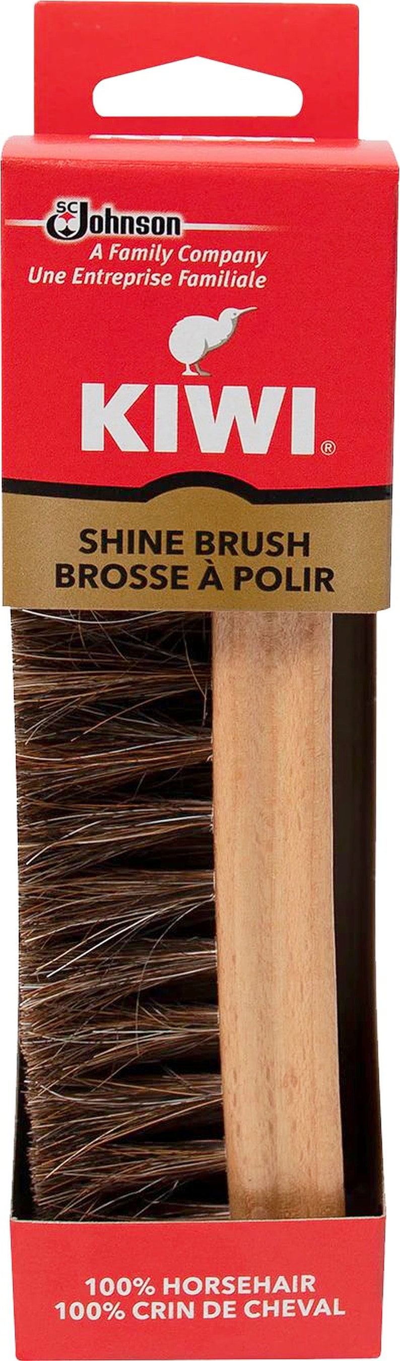 KIWI 5.5 Shoe & Boot SHINE BRUSH 100 Horsehair Brown Bristles W/ Solid