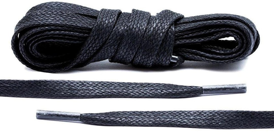 63 BLACK Flat Waxed Boot Laces for 6 or 7 Pair Eyelets 12 14 Total