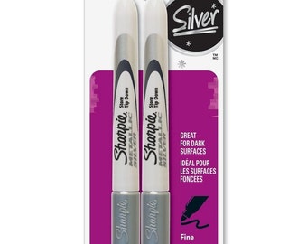 2 pack Metallic SHARPIE SILVER Permanent Markers for metal glass paper plastic fine Tip nib paint writing magic marker 1829679 39108