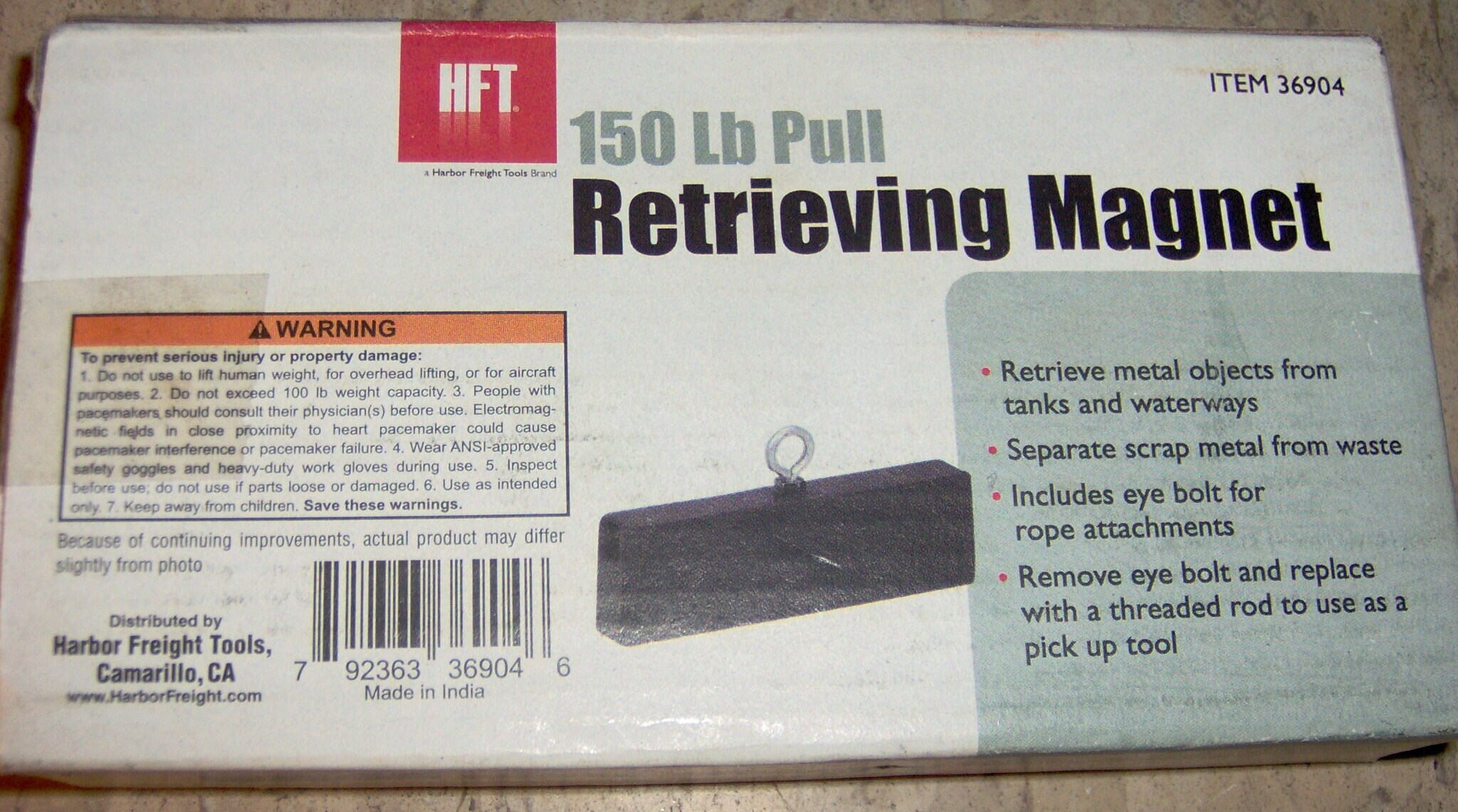 150 Pound Pull Magnetic Pickup Tool TNM 150 Lb Pull Retrieving Magnet ...