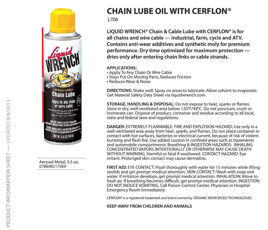 Liquid Wrench CHAIN LUBE OIL 5 1/2 Ounce Aerosol Spray Etsy
