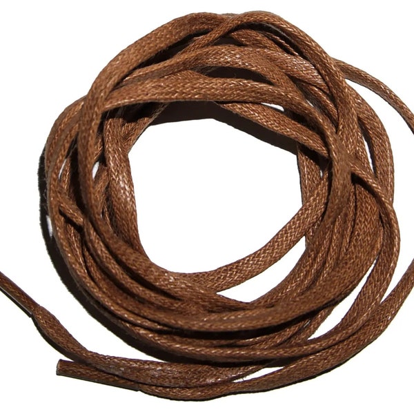 2 Cigar Brown Cognac flat Waxed BOOT LACES 48" inches Long x 1/4" wide dReSs for 4 5 eyelets shoe boot shoes boots