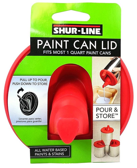 1 Quart Paint Can Lid W/ Store & Pour Flexible Silicone Spout RED