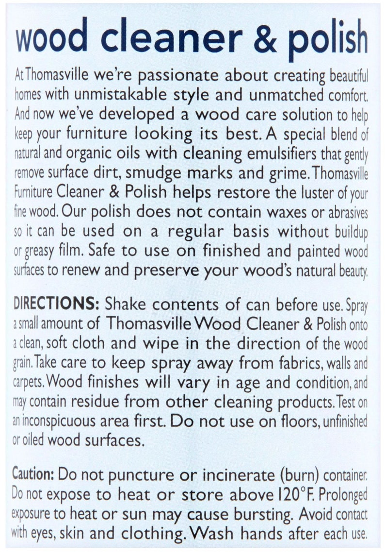 WOOD Cleaner & Polish 12.5 Oz Aerosol Spray Wax Free for Fine