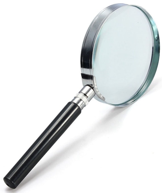 REAL Glass Lens MAGNIFYING GLASS 2 diameter rOund = 50mm Handheld 10x  magnifier with handle for jewelry art stamps fine print