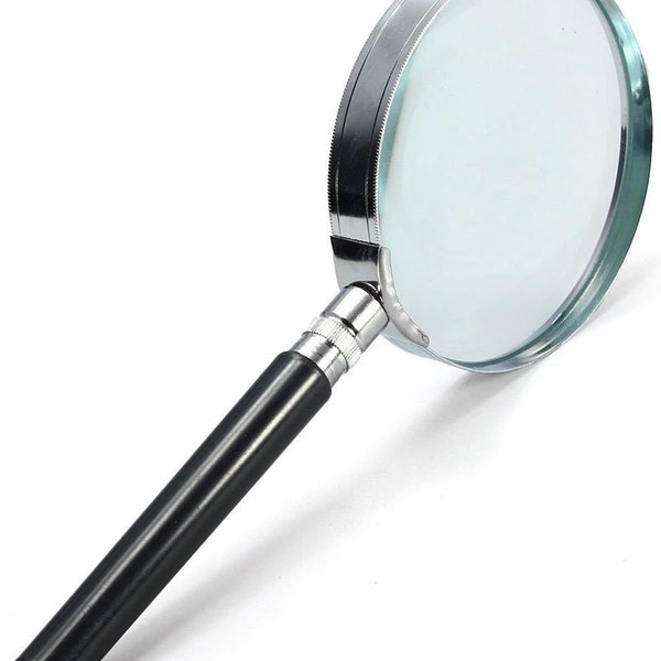 REAL Glass Lens MAGNIFYING GLASS 2" diameter rOund = 50mm  Handheld 10x magnifier with handle for jewelry art stamps fine print