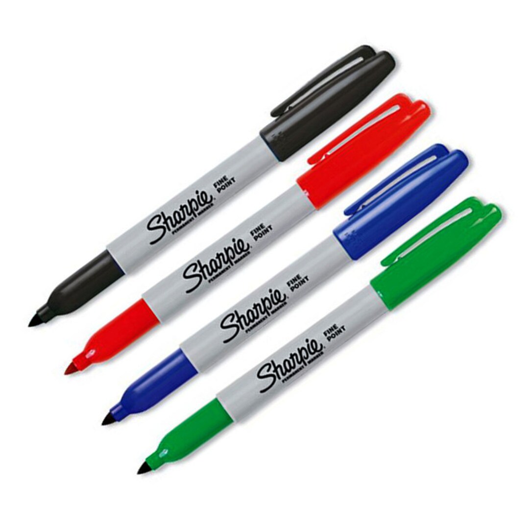 5 Pack Sharpie Fine Tip Permanent MARKERS Black Black Blue Red Green Bright  Colors Colored Magic Markers 30653 