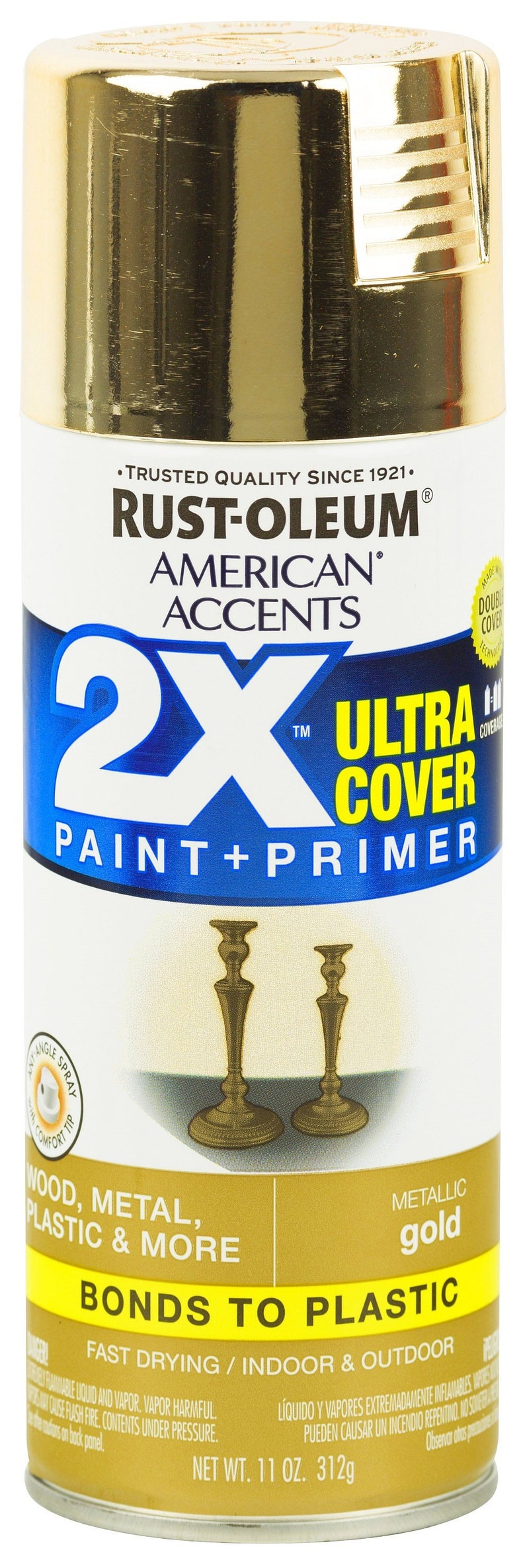 METALLIC GOLD Finish 11 Ounce Aerosol Spray Can Shiny Golden Paint AND