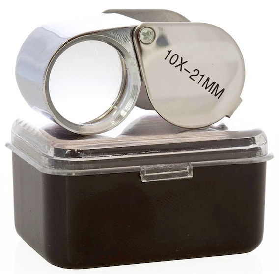 10 x 21mm Glass Magnifying Loupe Magnifier Jeweler Eye Jewelry Pocket Loop Case