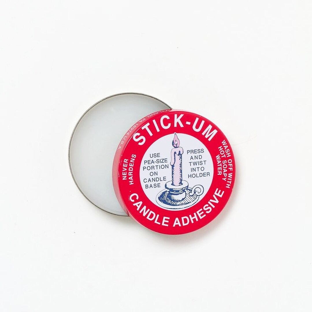 Genuine STICK UM Candle Stick Adhesive Glue 1/2 Ounce Round Metal Tin Stickum Indian Stickum