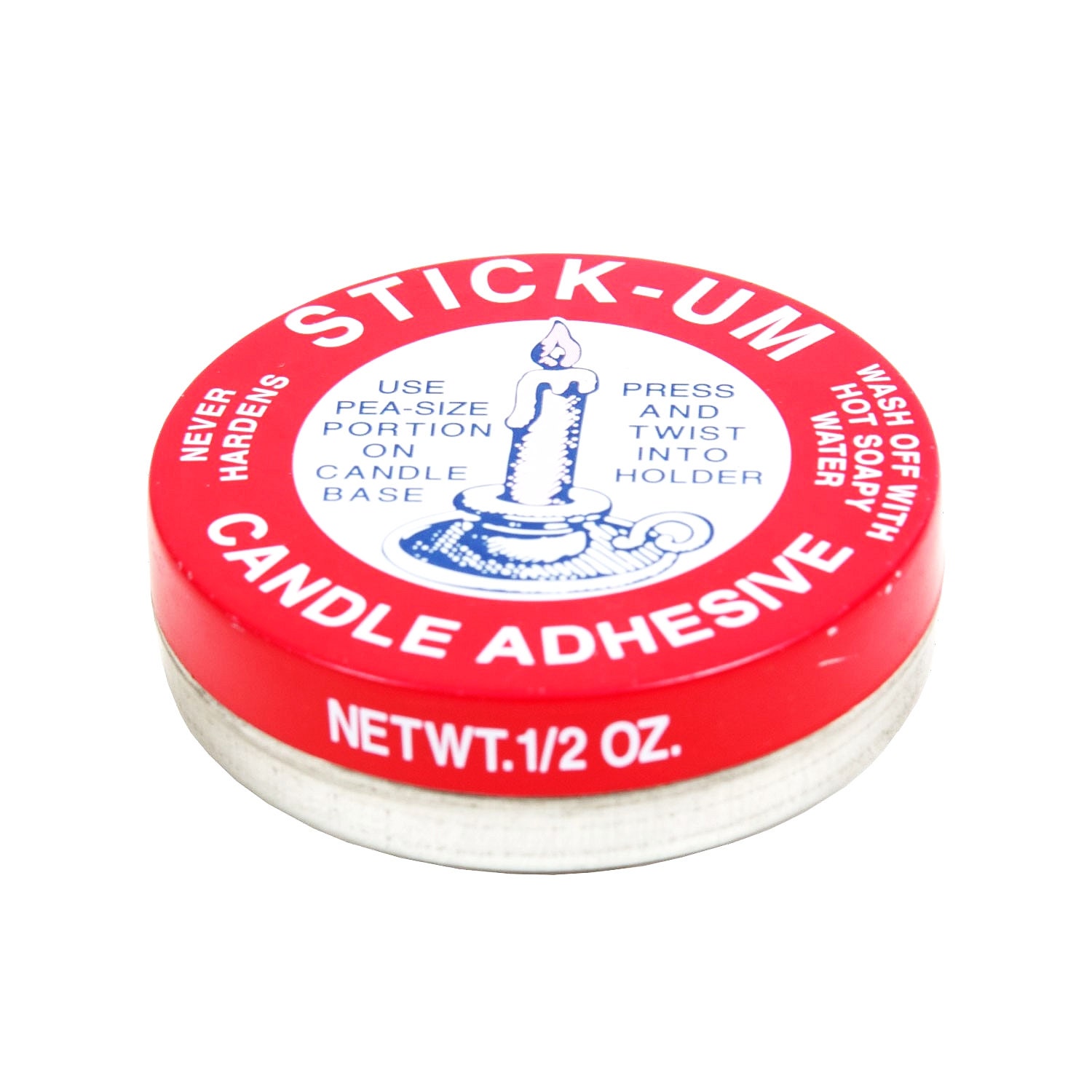Genuine STICK UM Candle Stick Adhesive Glue 1/2 Ounce Round Metal Tin Stickum Indian Stickum