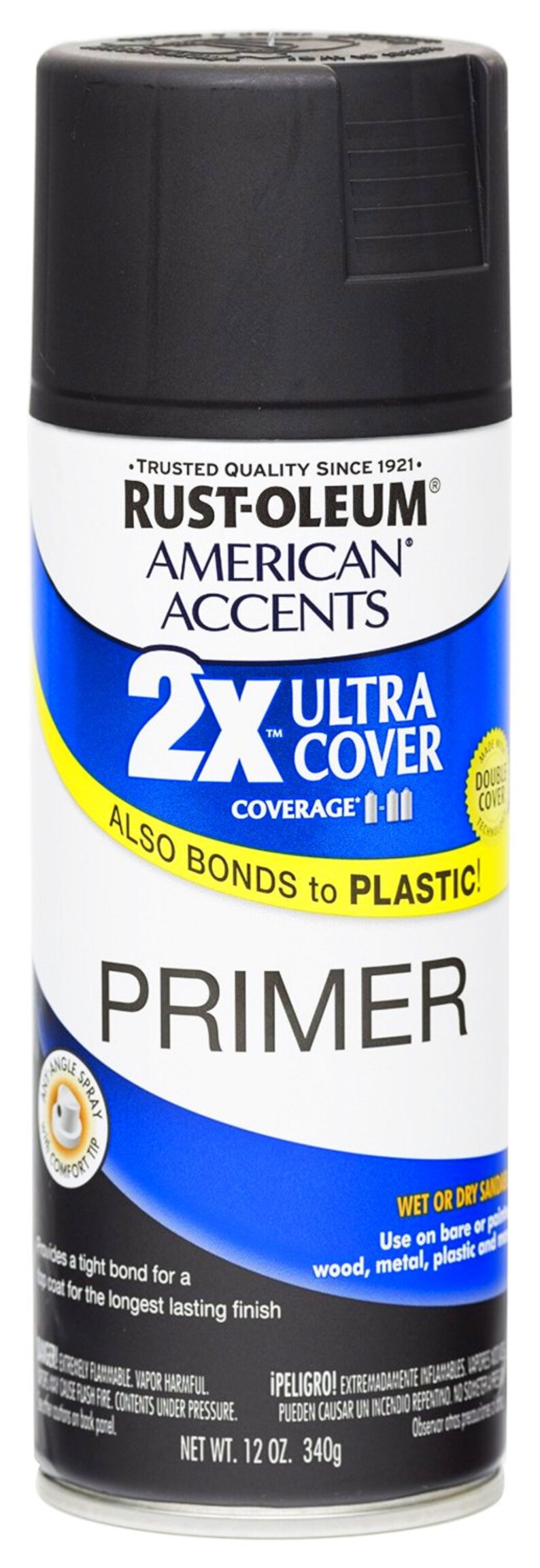 Flat BLACK Color PRIMER Ultra Cover 2X Primer Spray 12 Oz Aerosol Prime Wood Metal Plastic Rust