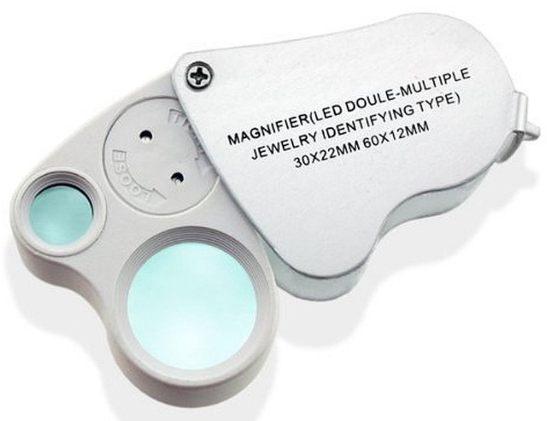 30x and 60x Power DUAL LENS Jewelers Loupe W 2 LED Lights Illuminated