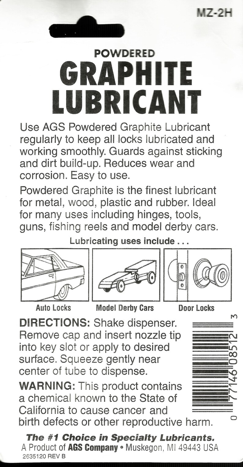 Powdered GRAPHITE Tube Extra Fine White Powder Dry Lubricant Locks