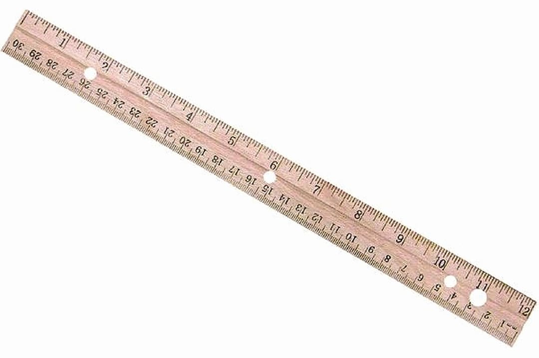Hole Punched Wood Ruler English and Metric With Metal Edge, 12 - Supply Box