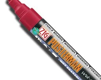 Jubilee Cherry Liquid CHALK Paint Marker Pen 6mm Chisel TiP Wet Wipe ZIG POSTERMAN kuretake 203