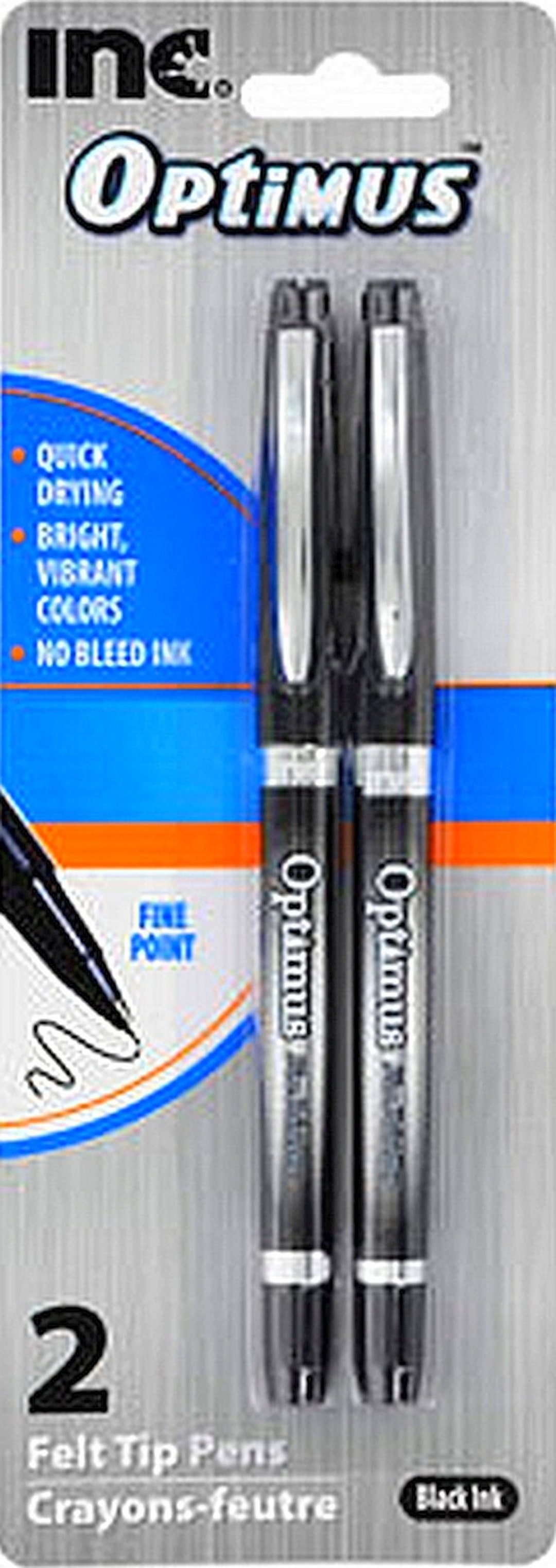 2 Fine Point BLACK Color Felt Tip MARKERS Permanent Magic Marker Ink Pen  Compare to Sharpie OPTIMUS Inc 