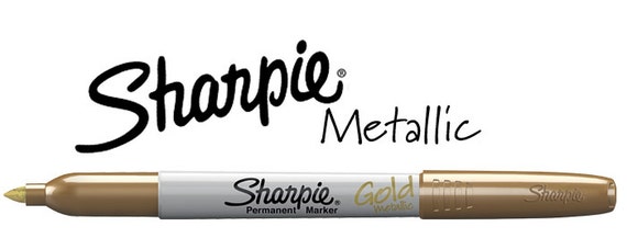 Sharpie Metallic Permanent Marker, Fine Tip, Gold, 12/Box