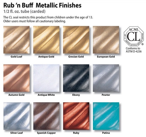 Rub n Buff Metallic Wax Finish with 5x7 Microfiber Cloth, Gold Leaf  0.5oz/15ml Tube 