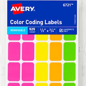 Round Neon LABELS for Garage Estate Sales Removable Self Adhesive Price Tag  Stickers Multi Colored Round Tags 3/4 315 Count AVERY 6725 