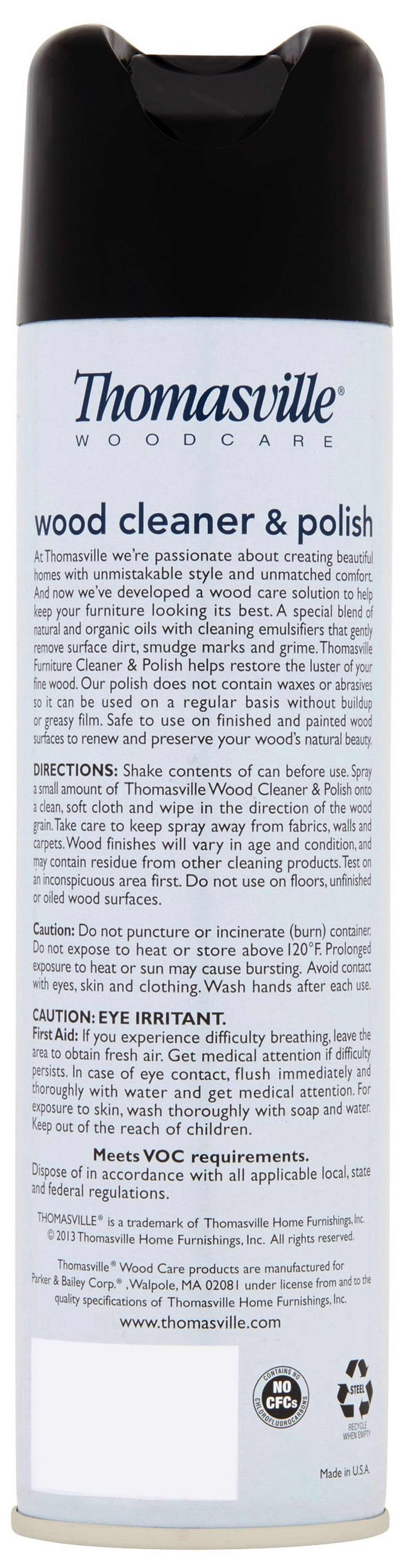 WOOD Cleaner & Polish 12.5 Oz Aerosol Spray Wax Free for Fine