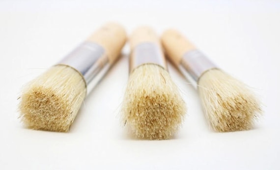 3 Round STENCIL BRUSHES Size 6 8 & 10 Hog Bristle Brush With Wood Handle  for Stenciling Oil Acrylic Ink 6 8 10 MAA0021 Mont Marte 