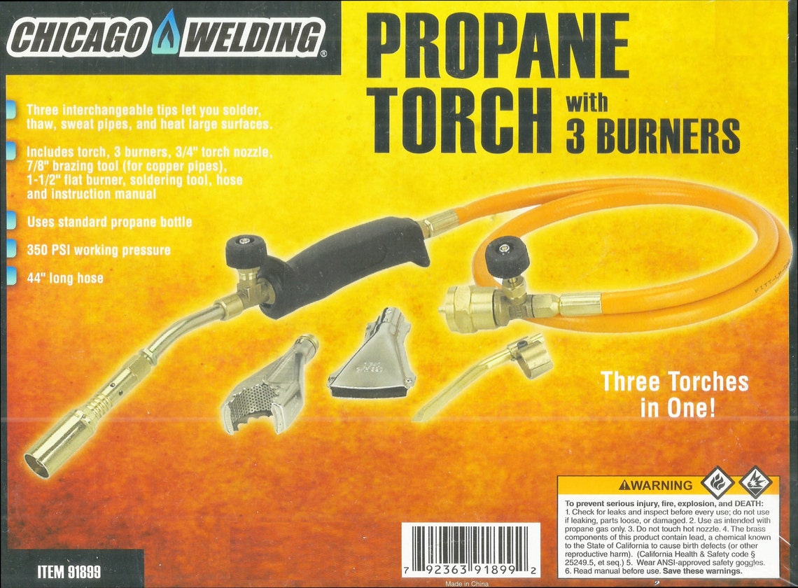 Adjustable Propane BLOW TORCH KIT With 44 Extension Hose & 3 Flame