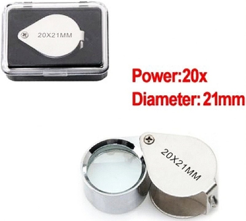 Jewelers LOUPE 20x 21mm Lens 20 Power MAGNIFYING for Jewelry Coins Stamps  Jeweler's Silver Finish Magnifier Eye Loop 20 X 20 Power Magnify 