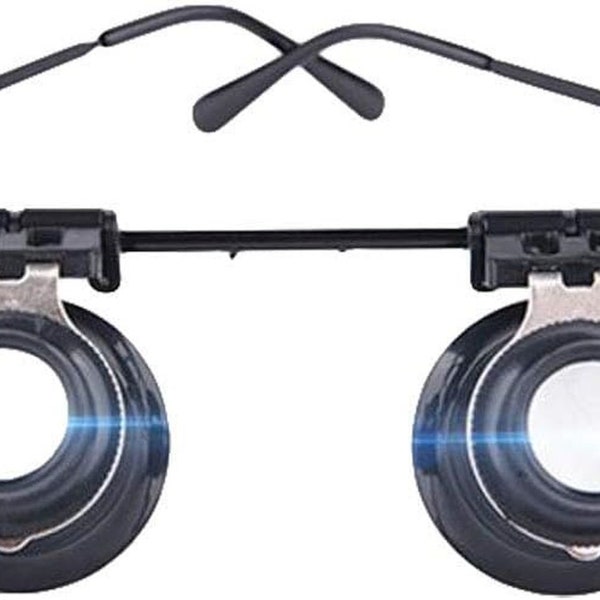 Dual Lens 20X MAGNIFYING Eye GLASSES w/ led lights 20 power = 20x Magnifier Hands Free glass jewelers watch repair loupe magnify eyeglasses