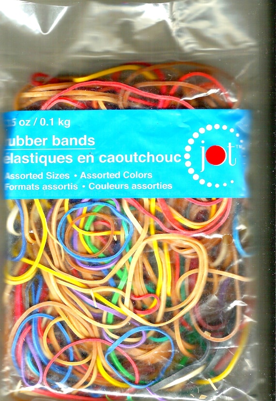 RUBBER BANDS 3 1/2 Ounce Bag Multi Color Large Medium Small ASSORTED Size  Colors Red Yellow Blue Green Purple Pink White Natural Assortment 