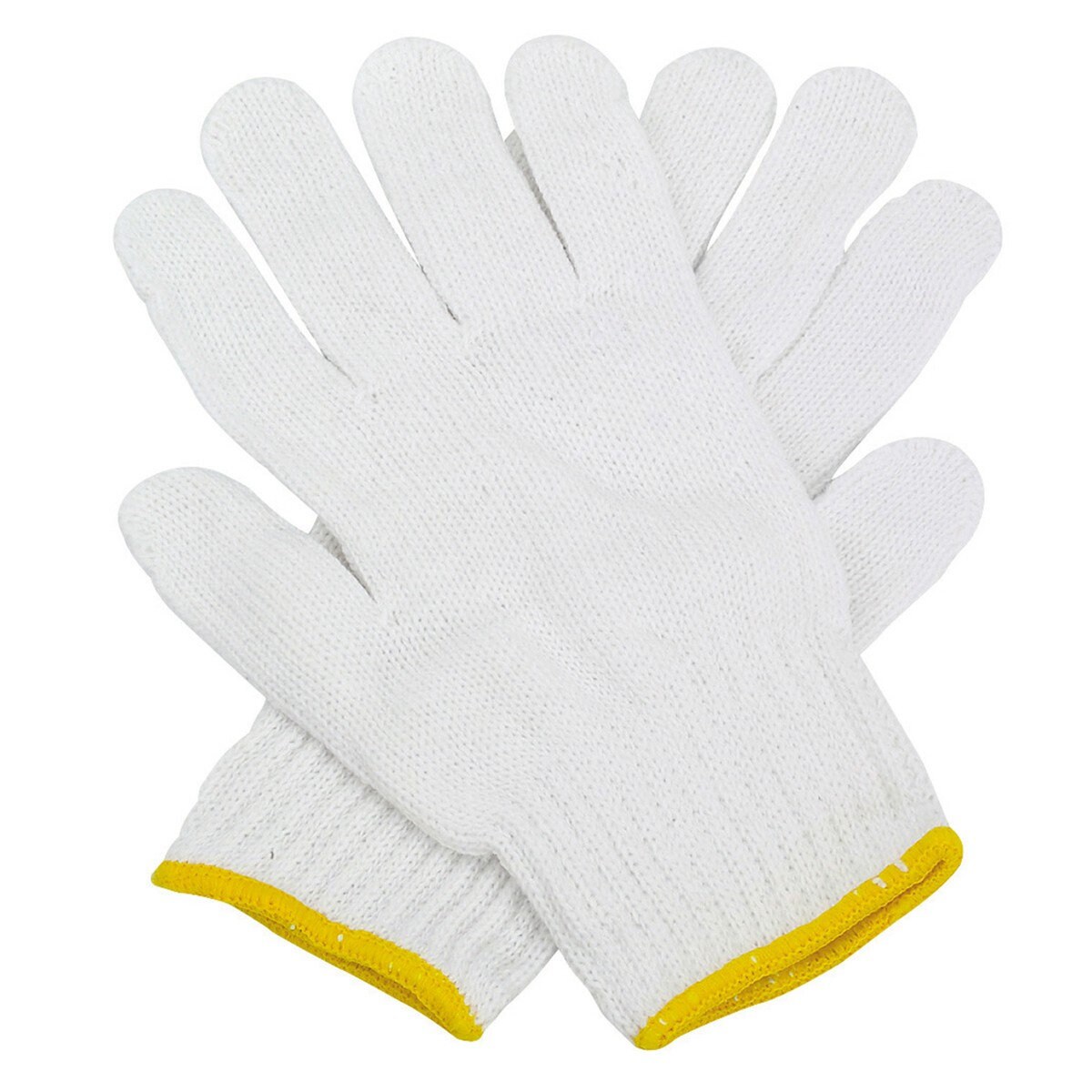 WHITE Warehouse GLOVES W/ Yellow Cuff Light Duty String Knit Etsy UK