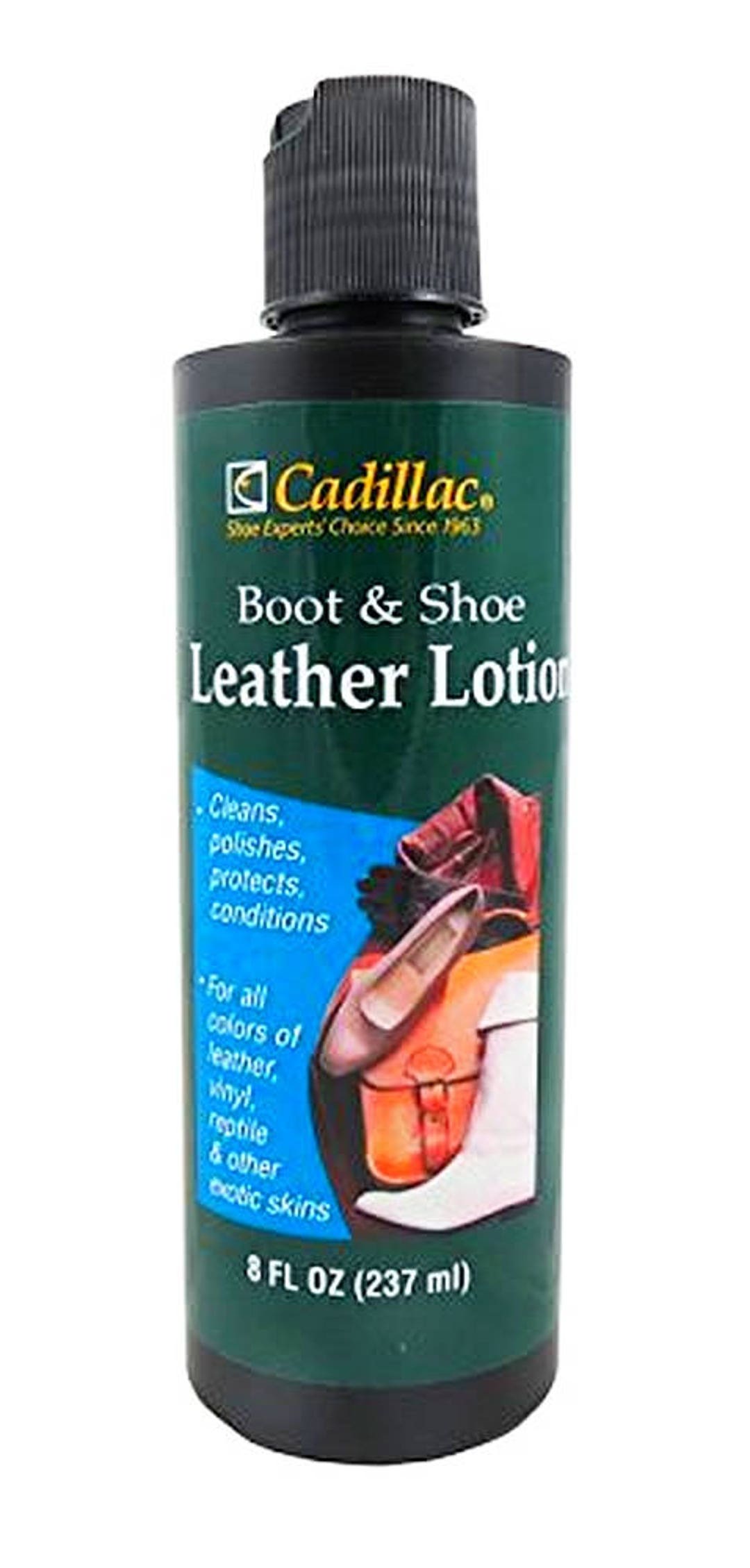  Cadillac Boot and Shoe Leather Lotion 8 Ounces - Cleans,  Conditions, Protects, and Polishes Leather Footwear and Accessories :  Automotive