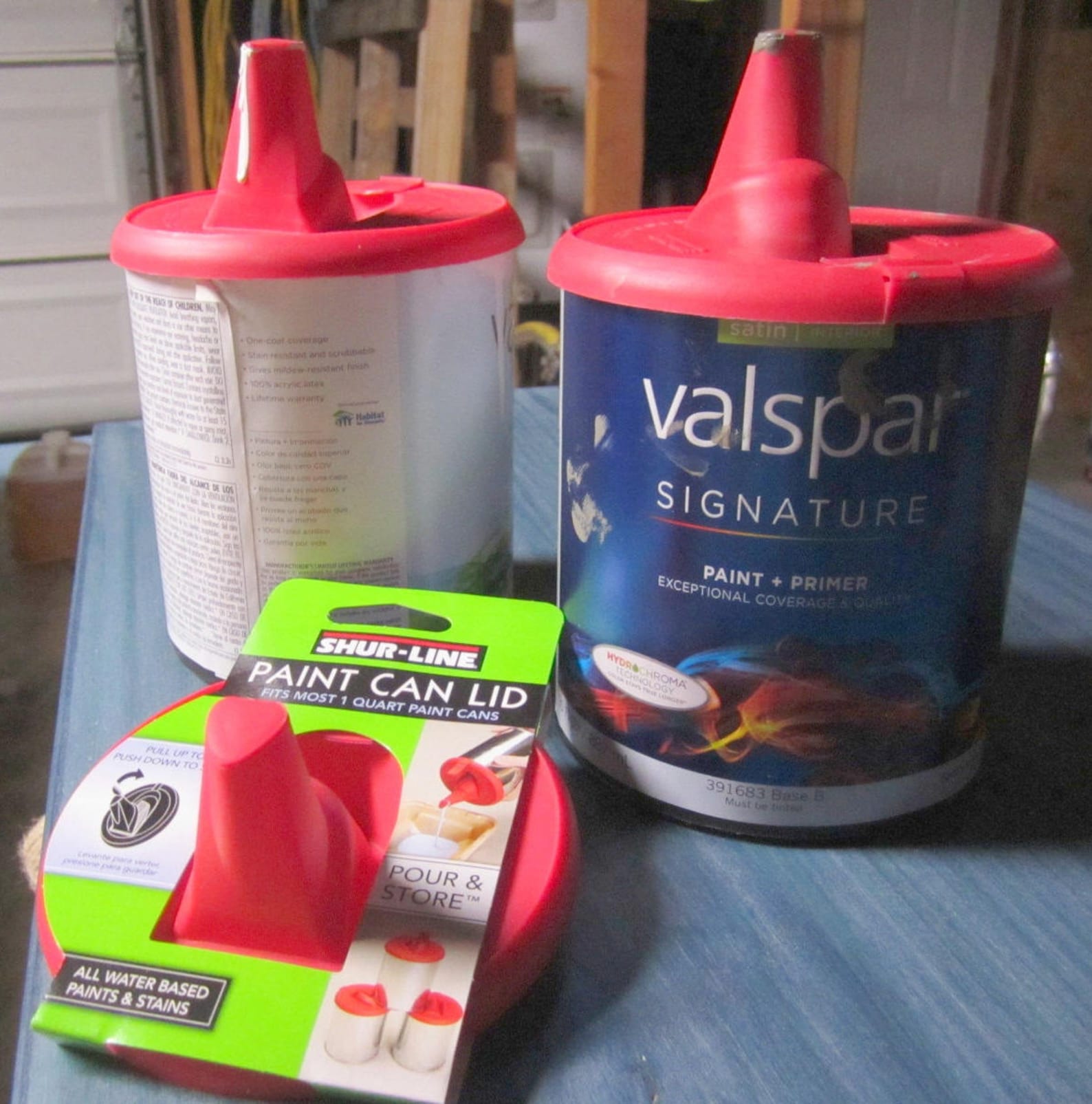 Red 1 Gallon Paint Can LID With Store & Silicone Pour Spout Sure Resealable Reusable Fast Top