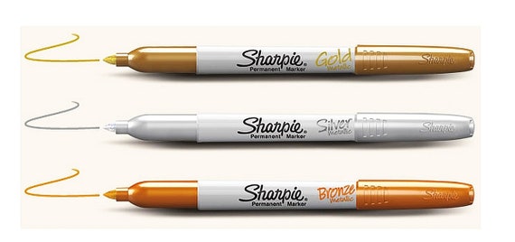 3 Metallic SHARPIE Markers Gold Silver Bronze Fine Point Permanent Magic  Marker Shiny Metallic Ink for Metal Plastic Glass Crafts 18238153 