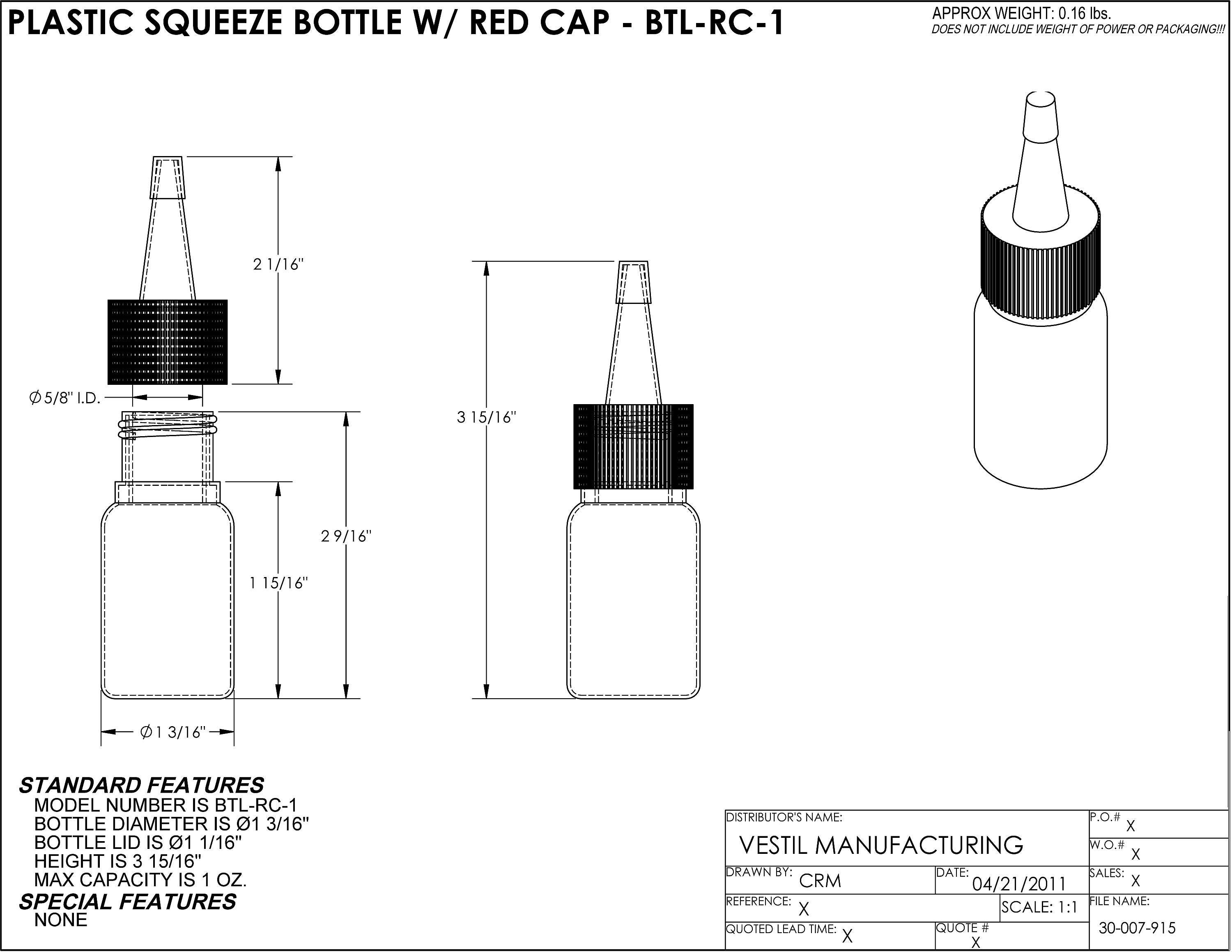 1 Oz Squeeze Squirt Dispenser LAB BOTTLE Plastic Drip Drop Dropper