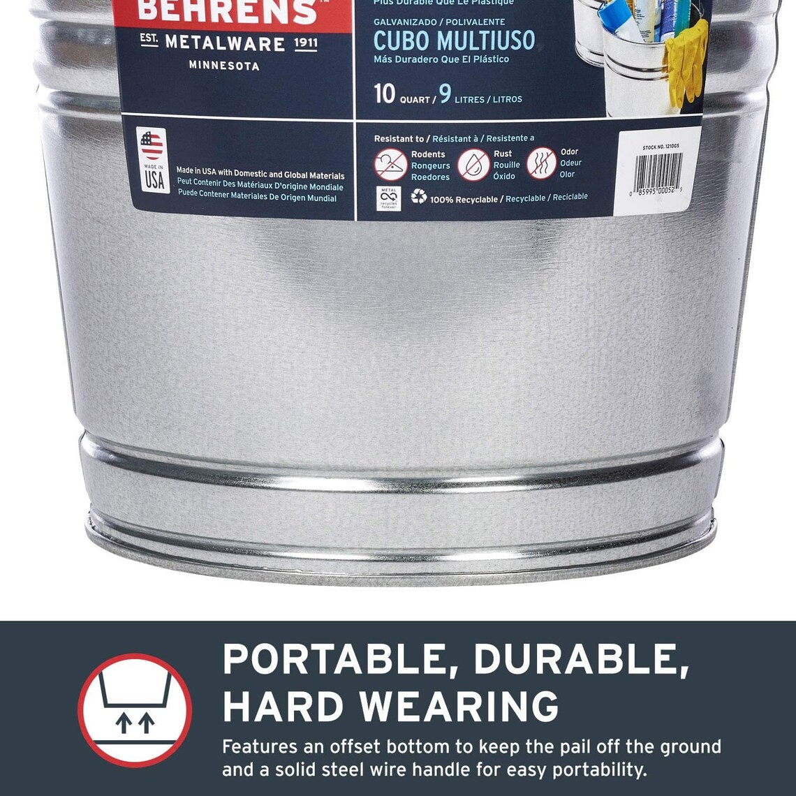 10 qt quart 2 1/2 gallon Heavy Duty Galvanized SteeL