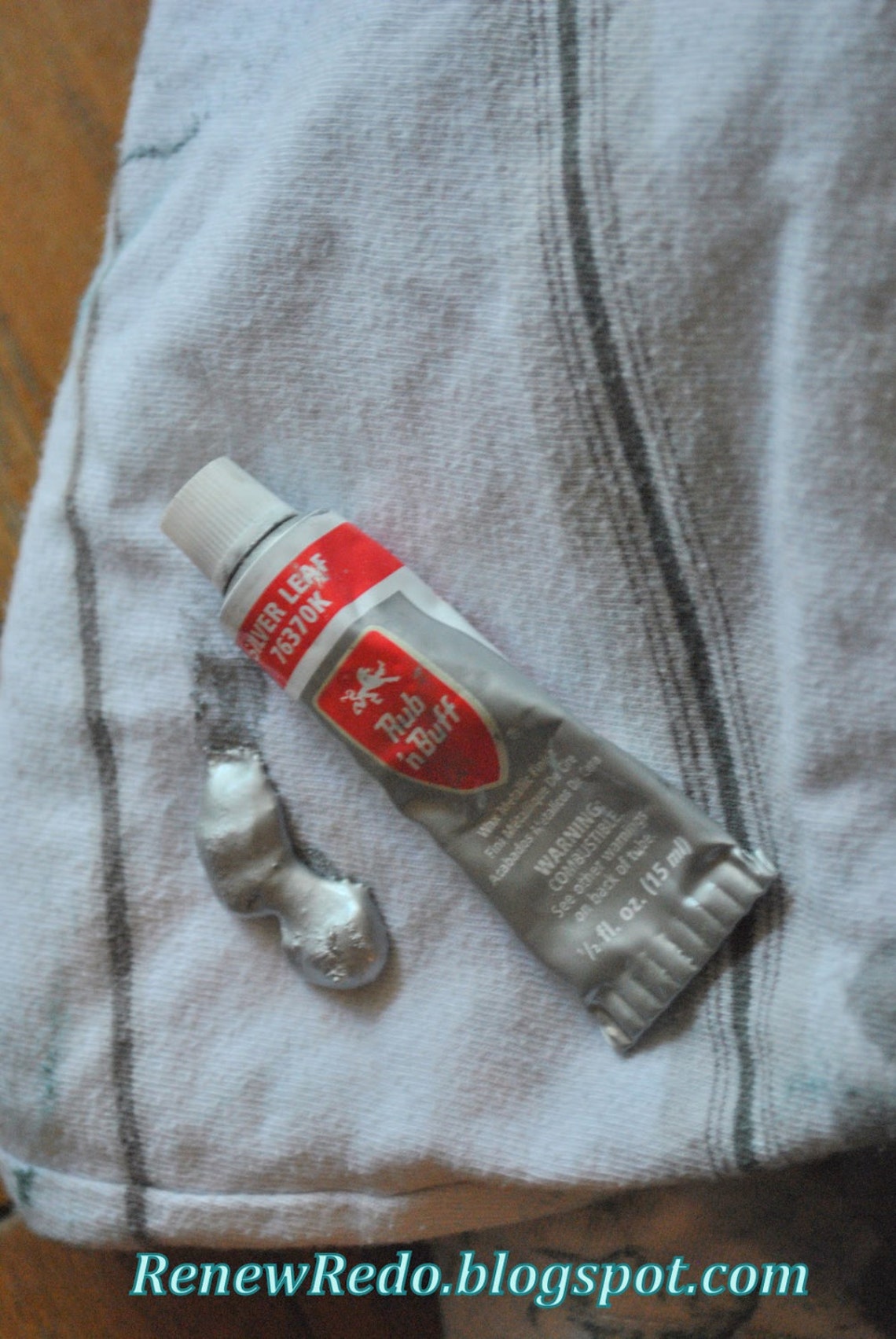 SILVER LEAF Rub 'n Buff Metallic Wax Finish Metal and Wood Repair Rug