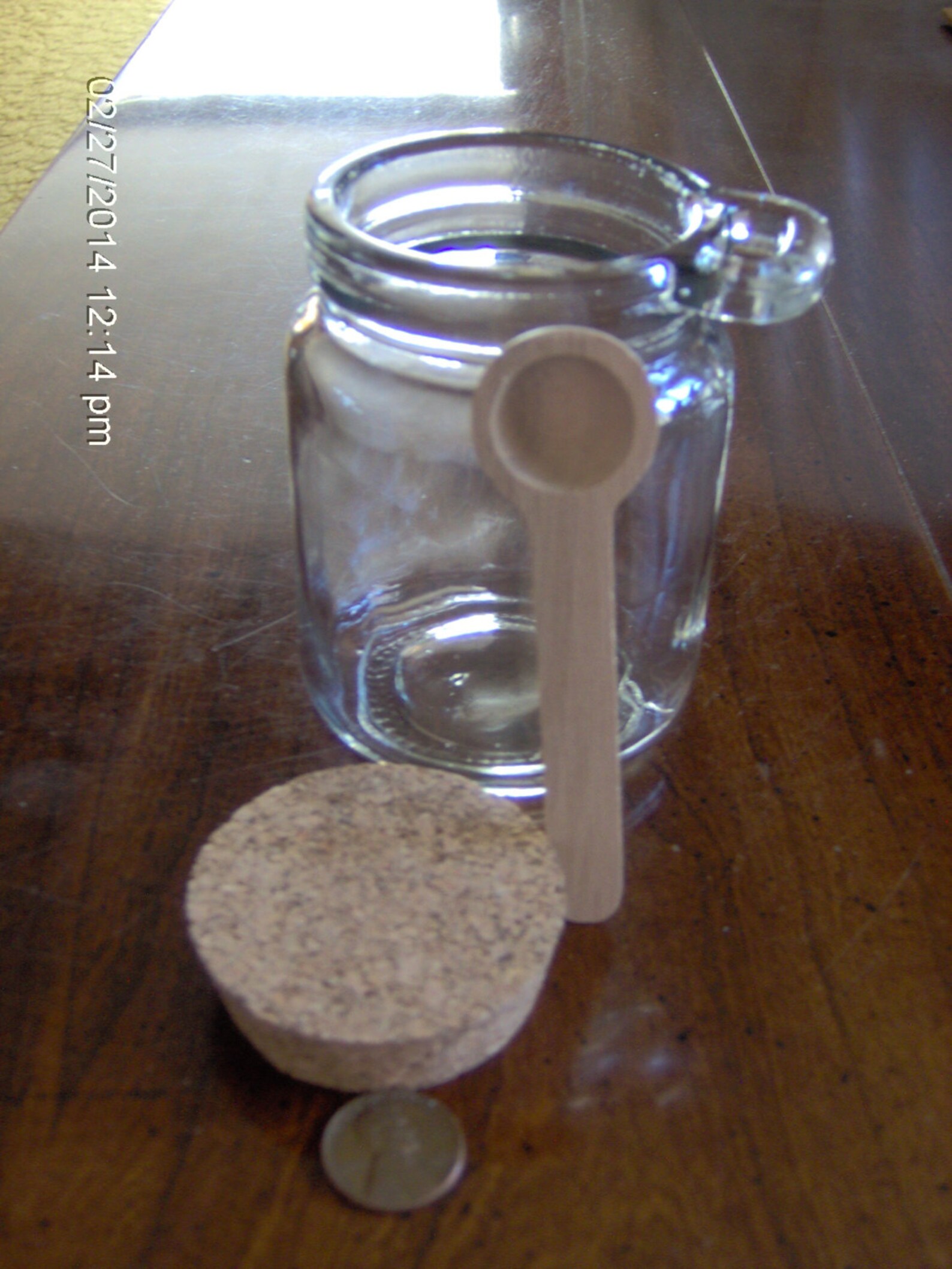 CLEAR rOund GLASS JAR & Cork Stopper lid top Wood spoon 8 Etsy