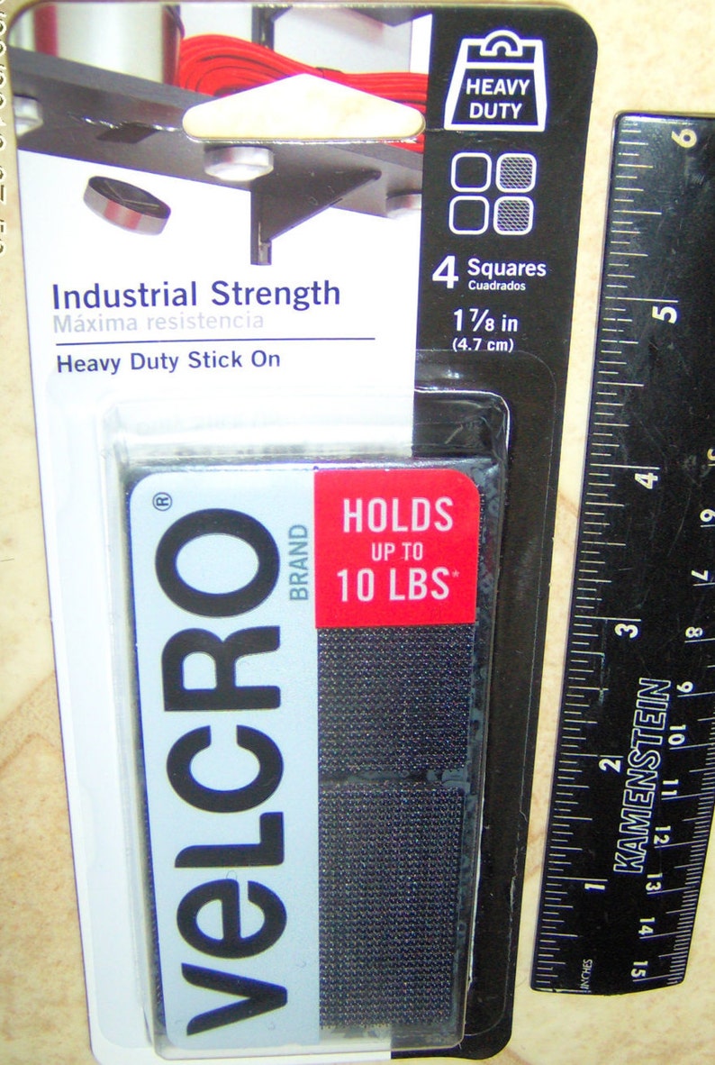 VELCRO Industrial Strength SQUARES 4 Heavy Duty Adhesive Back Fasteners Indoor or Outdoor 1 7/8