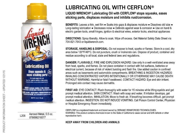 Silicone LUBRICANT W/ Cerflon PTFE Aerosol Spray DIELECTRIC