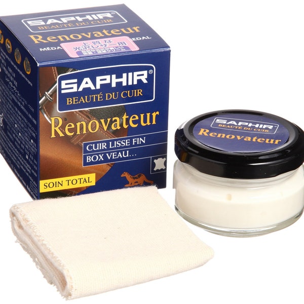 Renovateur Total Care Kit w/ cream 1.76 ounce neutral Conditioner nourisher polish + shine cloth for leather shoes boots handbags SAPHIR