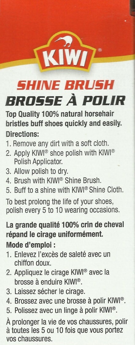 KIWI 5.5 Shoe & Boot SHINE BRUSH 100% Horsehair Brown Bristles W/ Solid  Wood Handle Shining Buffing Buff Polish Leather 5 1/2 Long 19400 