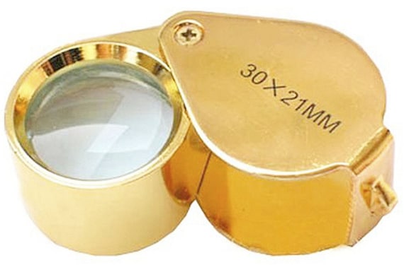 Jeweler's LOUPE 30x 30 Power 21mm Jewelers Jewelry Magnifying Glass Gold  Color Finish Pocket Magnifier for Art Stamps Jewelers Tool 