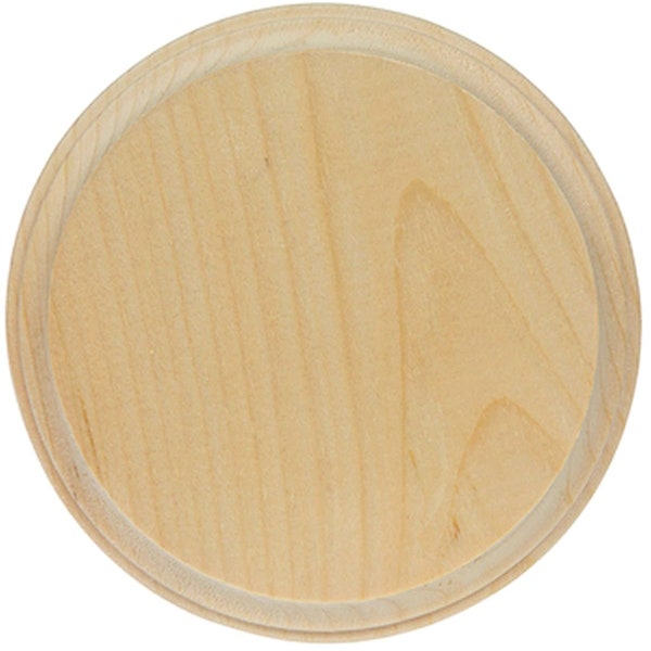 1 Natural Solid Wood Circle Plaque 5" diameter x 3/4" inch thick Unfinished rOund circular raw wooden 5 x 3/4 circular base DEMIS 179663