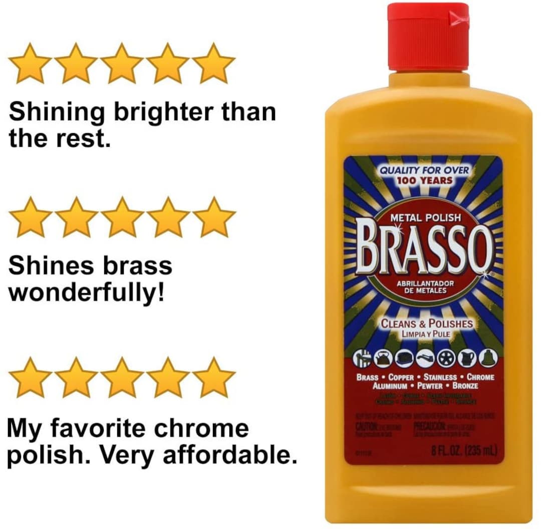 MET-ALL BC-10 Brass & Copper Polish 16oz Cleans, Polishes, Protect  Oxidation & Tarnish Removal on Antiques, Rails, Ships, Elevators Leaving  Protective