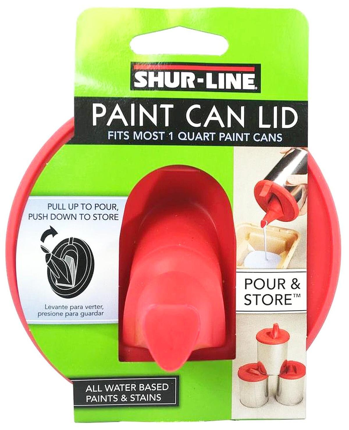 1 Quart Paint Can Lid W/ Store & Pour Flexible Silicone Spout RED