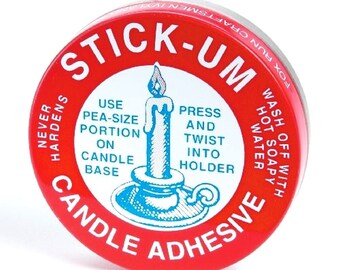 Genuine STICK UM Candle Stick Adhesive Glue 1/2 Ounce Round Metal Tin Stick- um Indian Stickum Stickem Glue Old Craftsmens Brand Fox Run 3100 