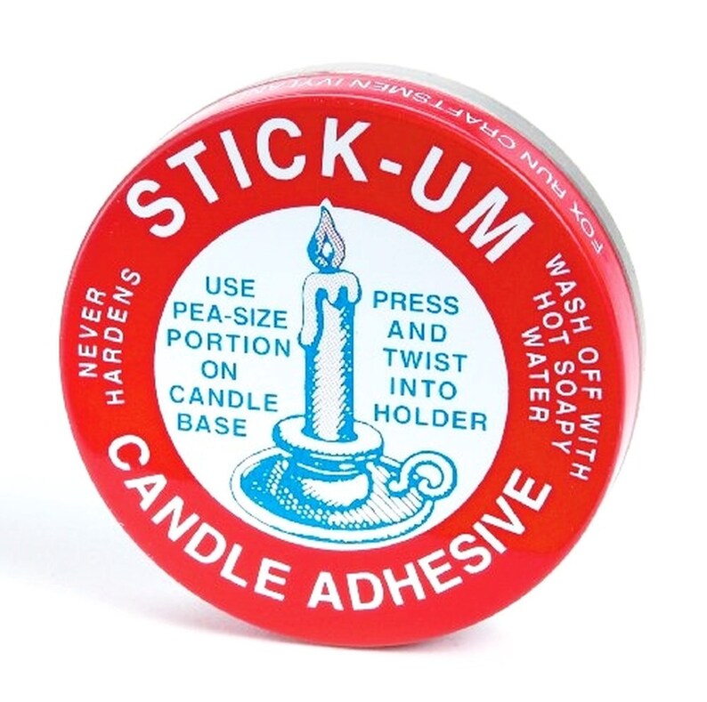 Genuine STICK UM Candle Stick Adhesive Glue 1/2 Ounce Round Metal Tin Stickum Indian Stickum