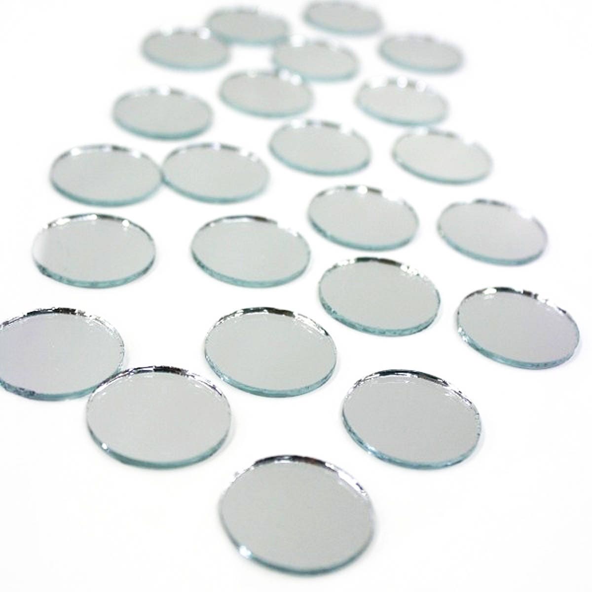 24 rOund MIRRORS 1/2 inch diameter Circle Shape circular Real GLASS MIRROR  small tiles craft crafting bling tree house studio 242289